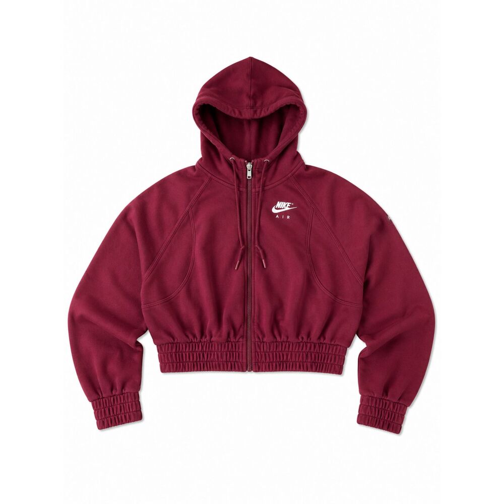 Nike Air Cropped Zip Hoodie Women's Small Burgundy Full Zip Sweatshirt